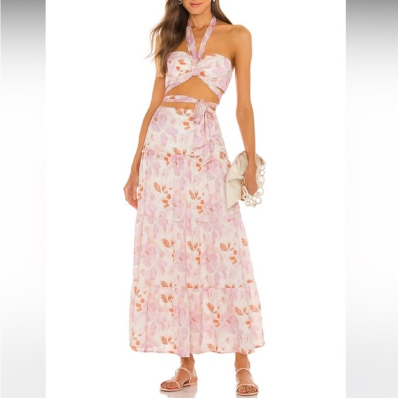 House of Harlow x Revolve Sofia Richie Tammy Maxi Skirt in Watercolor Floral | M - Picture 2 of 9